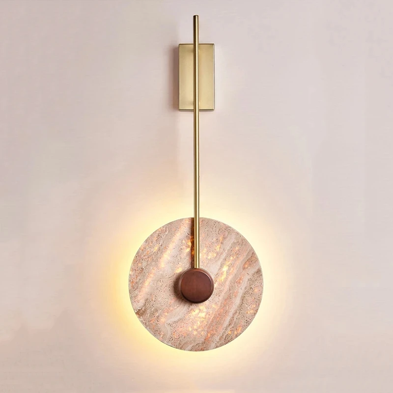 

Modern Personalized Sunset Atmosphere Home Decoration Marble Wall Lamp European Gold Copper Luxury Residential Apartment Lights