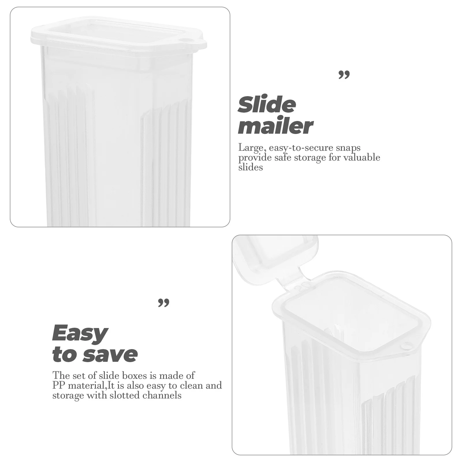 

10 pcs Slide Boxes For Labs: Clear Pp Microscope Slide Storage Box Slotted Channels Individual Holder Case Pathological Specimen