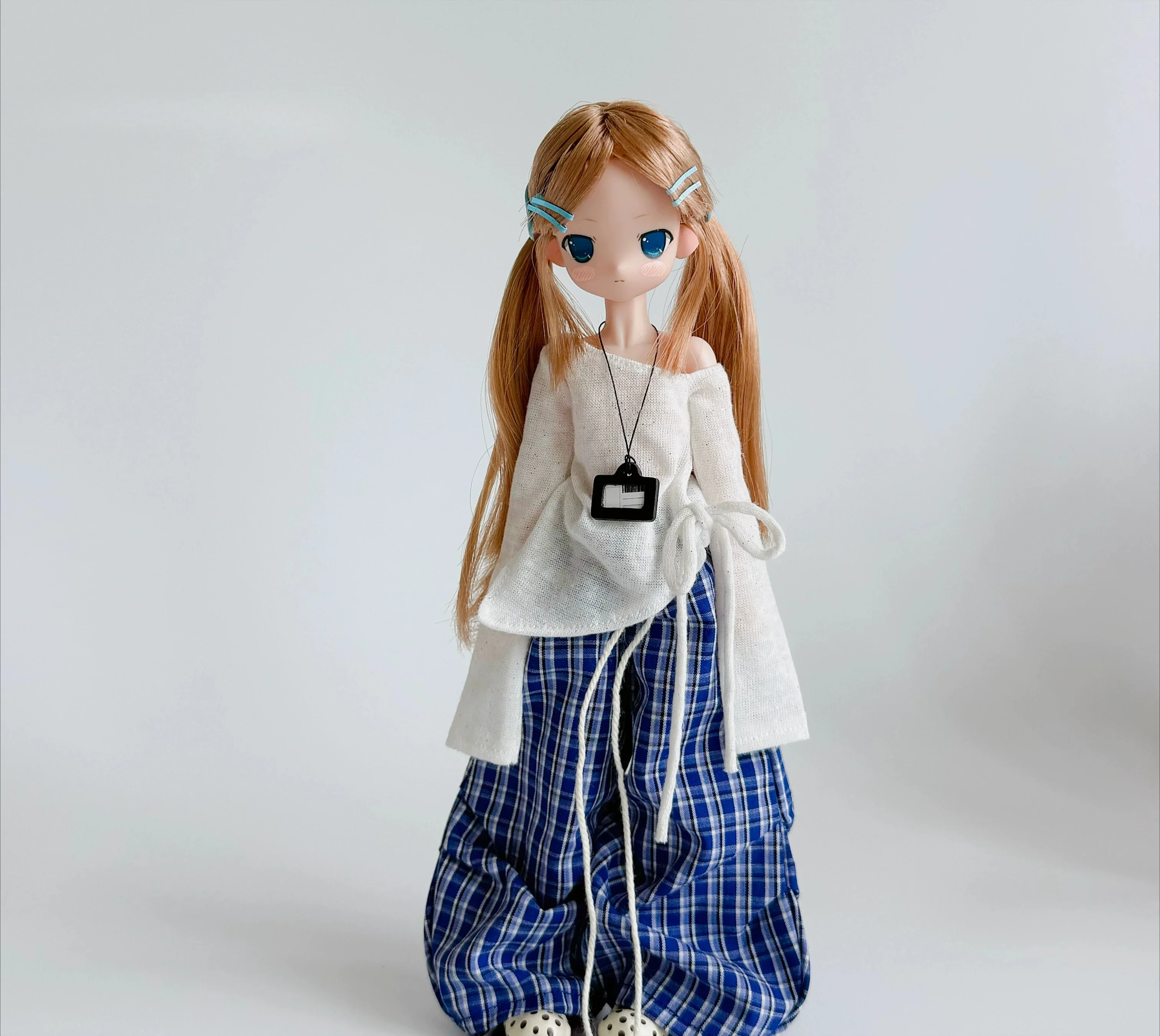 【Ohne Figur】Handgefertigte karierte Freizeithose für weibliche Puppen, Modell für Azone Ob22 Blyth Body Actionfiguren-Zubehör – Detail 6
