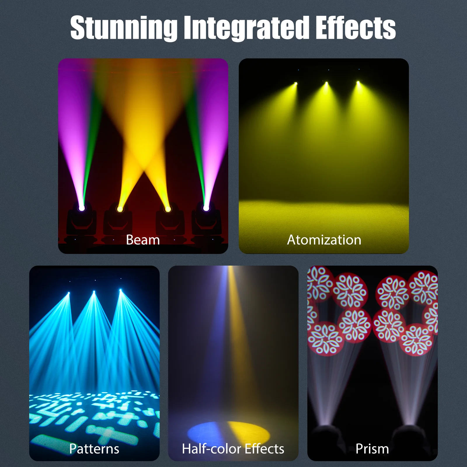 Datewink 2 قطعة 200 واط شعاع LED تتحرك رئيس ضوء 17Gobo 10 اللون الدورية بريزم ضوء المرحلة DMX ل DJ ديسكو حفل زفاف عيد الميلاد