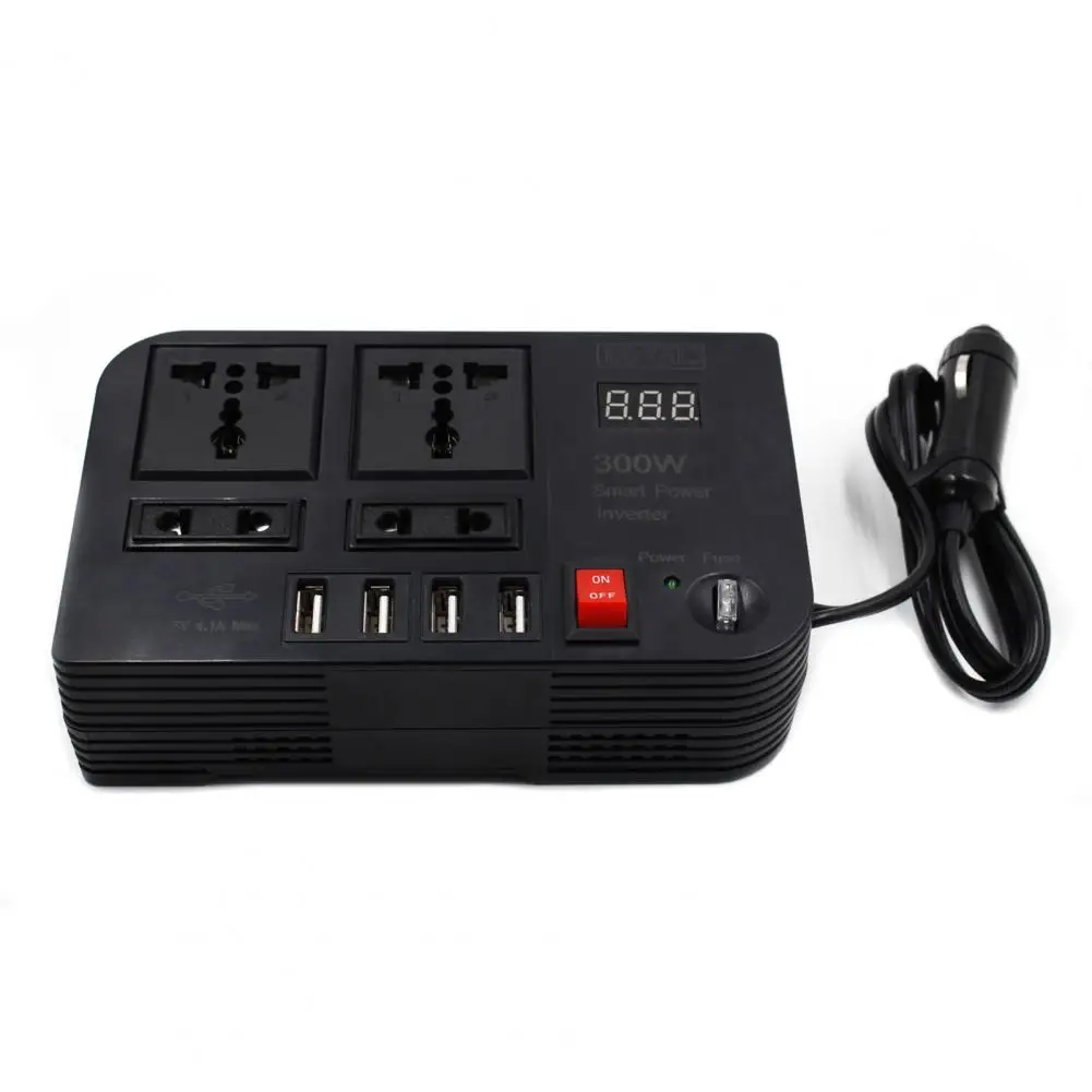 

Car Charger Universal Voltage Detection Powerful DC 12V to AC 220V 4 USB Interface Converter Outlets Automotive Supplies