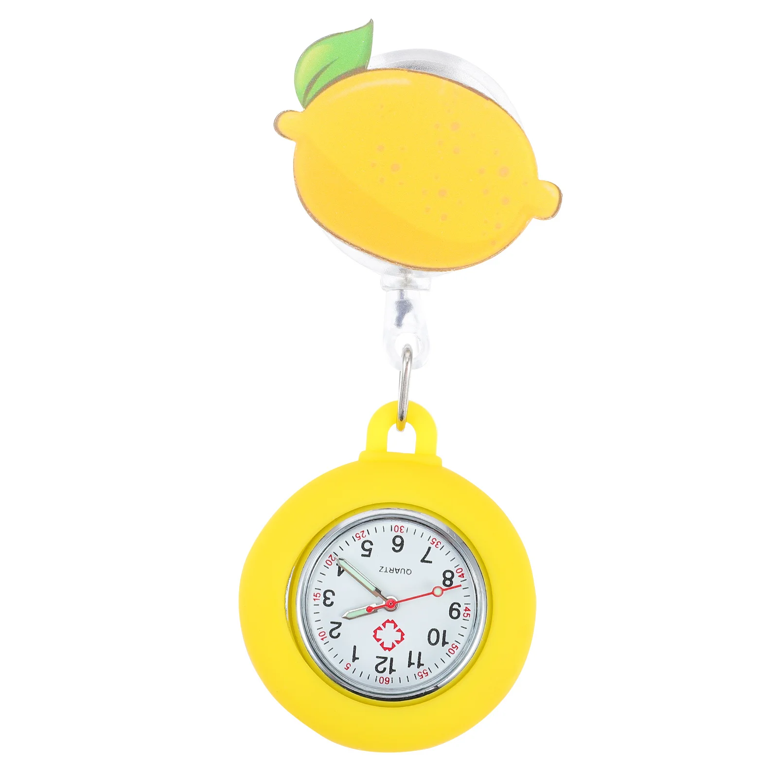 Chic Pocket Watch for Lady Luminous Lemon Nurse Design Retractable Chest Watch Waterproof Daily Use Unique Exquisite