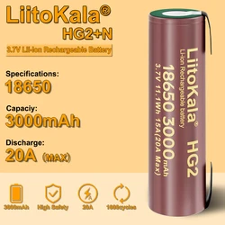 Hot 1-10pcs LiitoKala HG2 18650 3000mAh battery 3.6V discharge 20A dedicated High power discharge +DIY Nicke