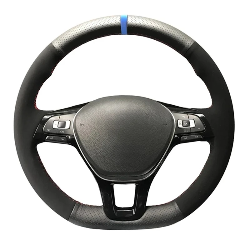 Anti-Slip Suede Leather Car Steering Wheel Braid Cover For Volkswagen VW Golf 7 Mk7 New Polo Jetta Passat B8 Tiguan Sharan