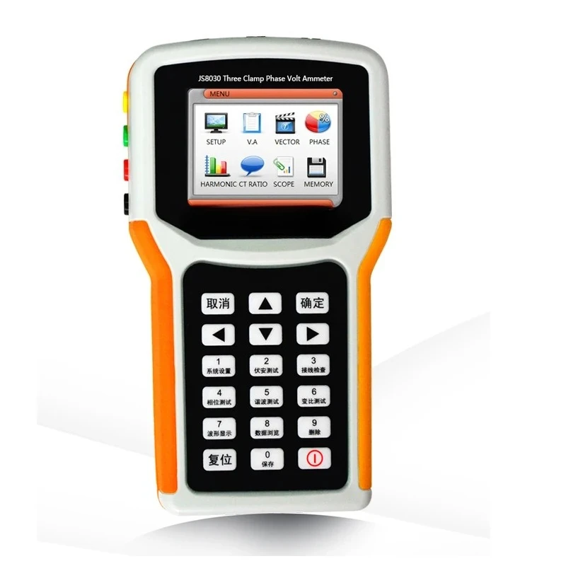 JS8030 Digital Power Quality Analyzer 3 Clamp Phase Voltage Current Frequency Meter AC Testing Equipment Voltmeter Ammeter