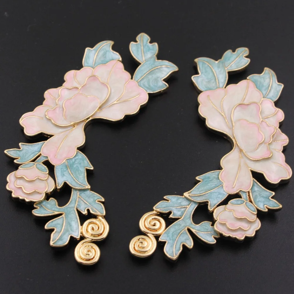 2pair DIY Jewelry Accessories Blue Color Enamel Peony Flower Pendant Stamping Decoration Brass Casted Quality Findings