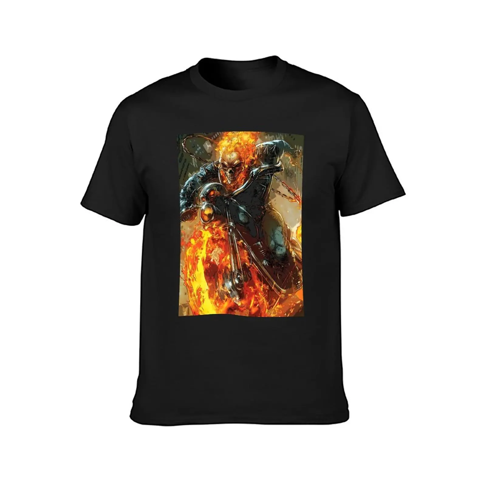 Ghost Rider Fire Skeleton On Motorcycle T-Shirt customizeds for a boy tees heavyweights t shirts for men graphic