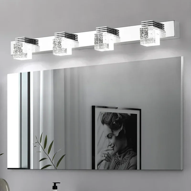 Crystal Wall Light LED Wall Lamps Bathroom Mirror Fron Mounted Living Makeup LED Waterproof Wall Fixtures Sconce