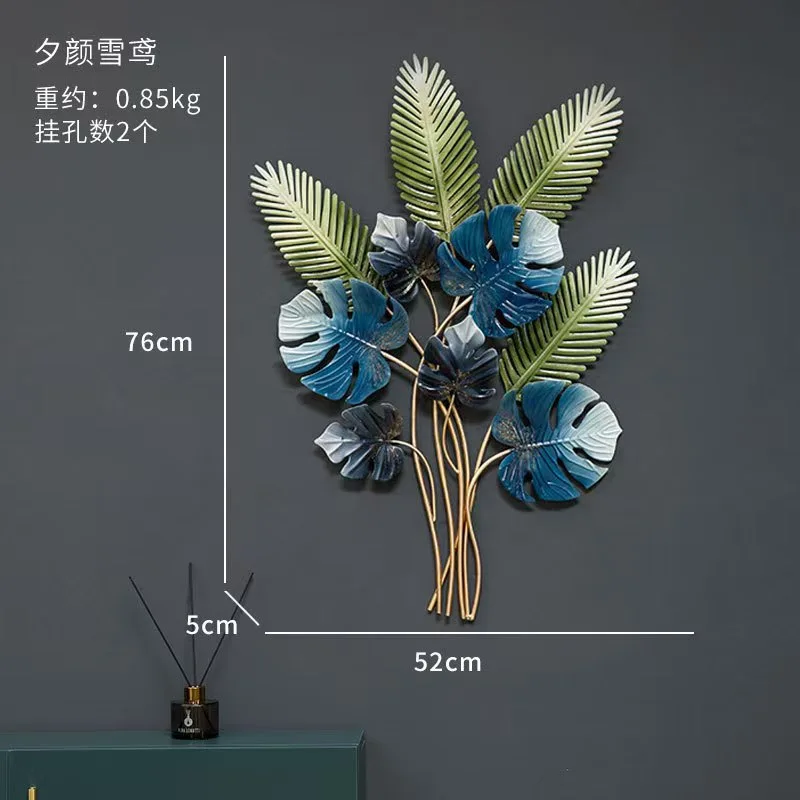 Factory direct sales wrought iron leaves living room sofa TV background wall decoration entrance room wall pendant