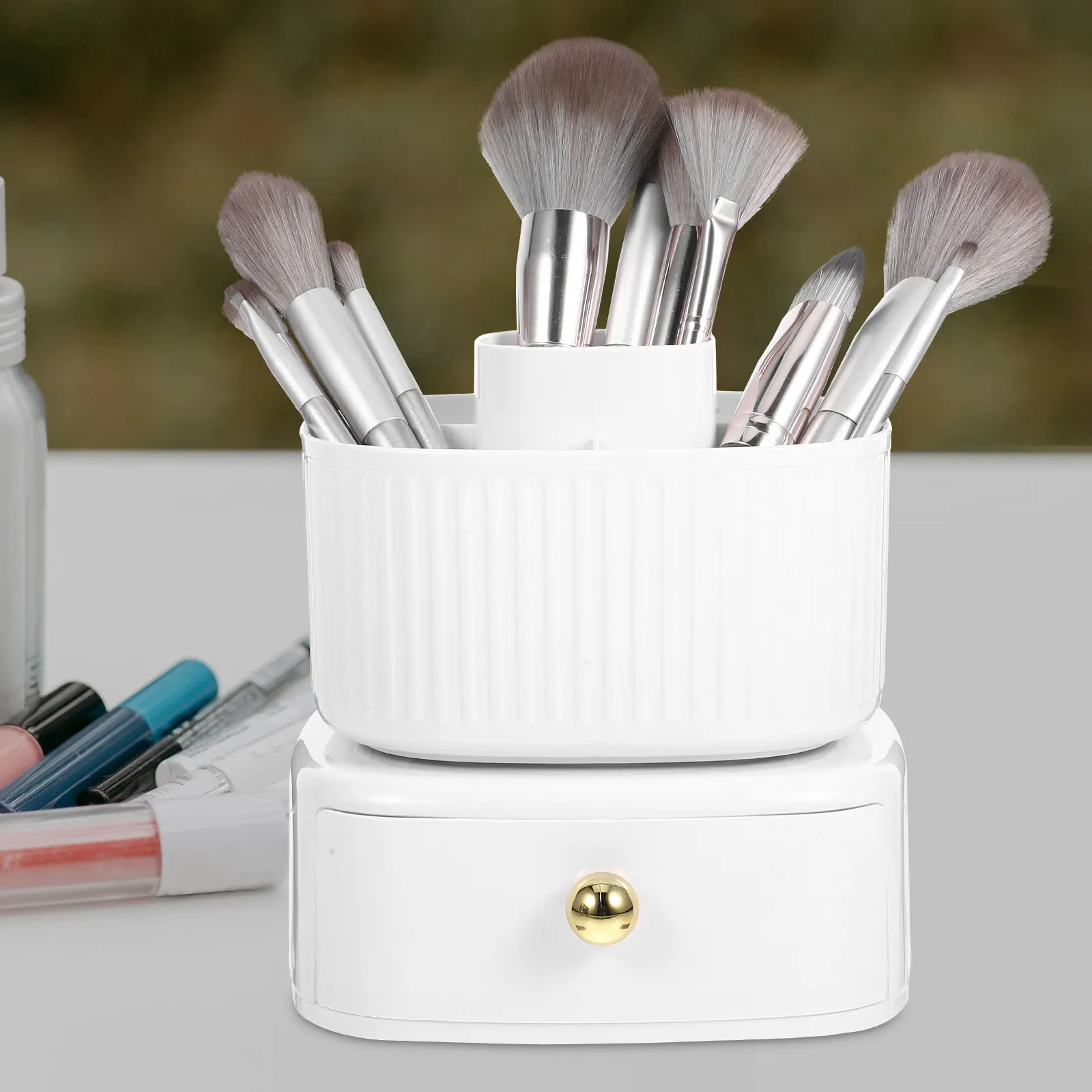 Rotating Pen Holder 360 Degree Desk Organizer Drawer Makeup Brush Pencil Storage Multifunctional Stationery Box