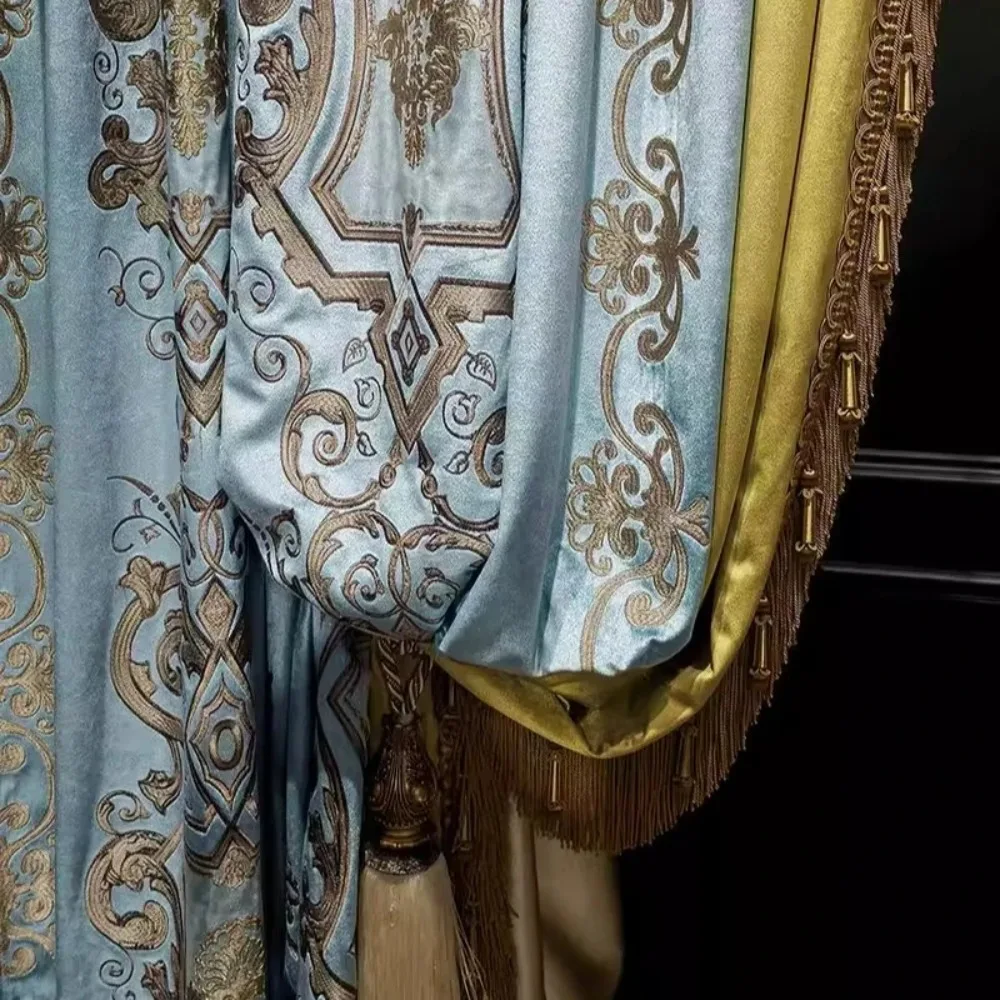 Custom Curtains for Living Room Bedroom Luxury Villa Embroidered Velvet Blackout European American High End Thermal Drapes