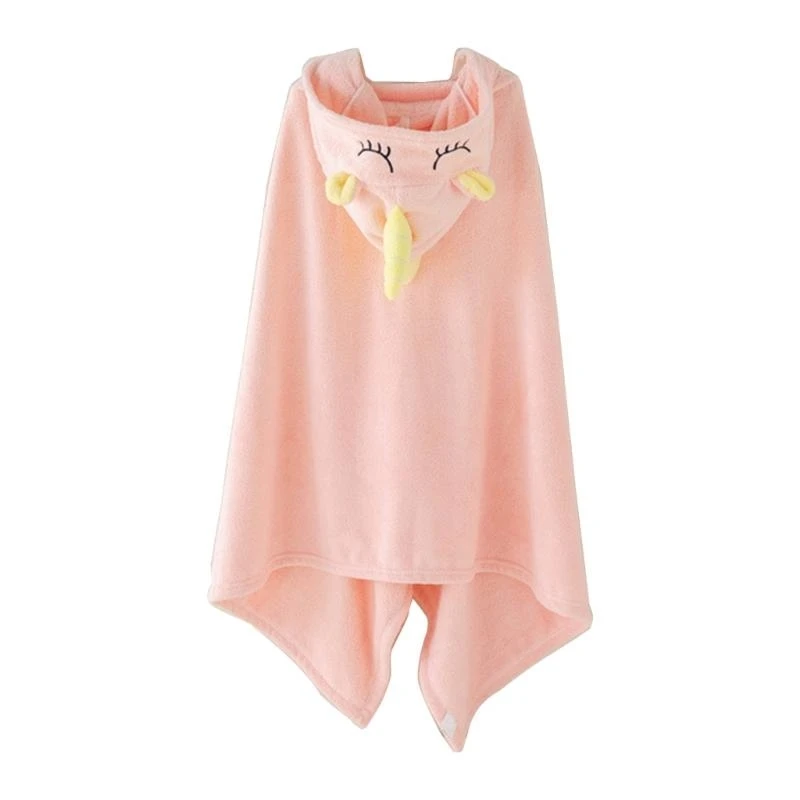 

J15U Toddler Hooded Towel Coral Fleece Baby Bathrobe Cartoon Hooded Shower Robe Quick-Drying Bath Towel Newborns Shower Gift
