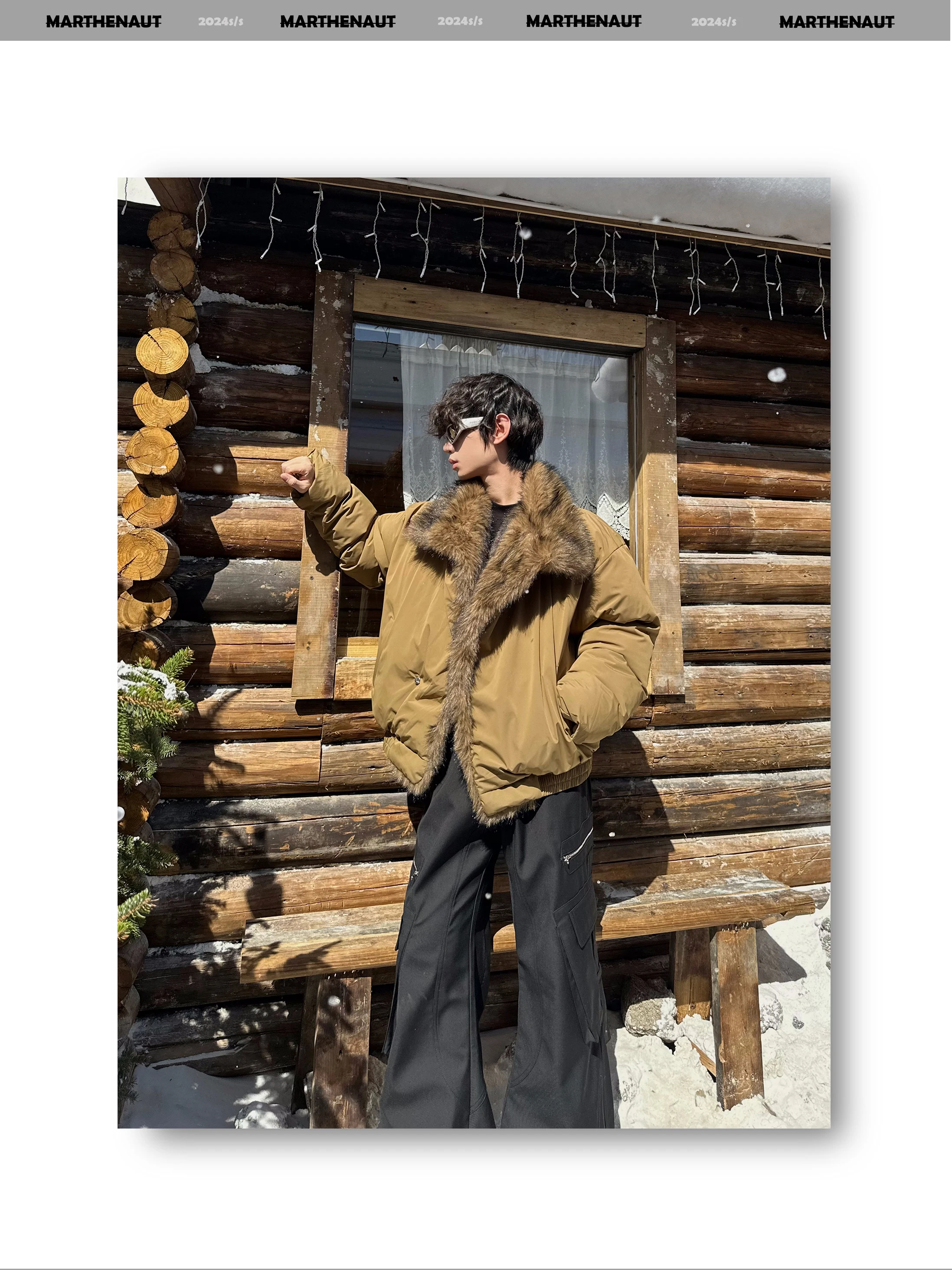 2025 Winter Warm Design Thickened Cotton Jacket with Large Fur Collar Fashionable Trendy Men's High-end Loose Faux Mink Fur Coat