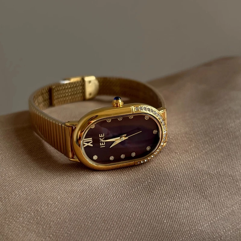 Small Oval Women's Watch Adjustable Stainless Steel Strap Quartz Wristwatches for Women Fashion Luxury Gift Clock