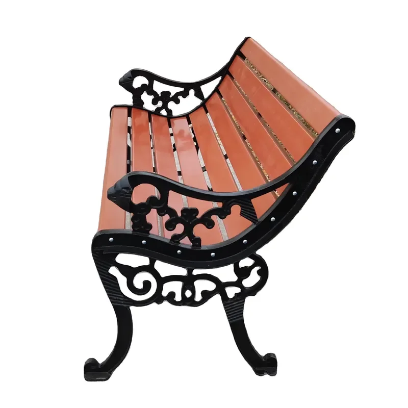 for Modern Comfortable Outdoor Bench with Iron Frame Long Wooden Seat and Backrest for Garden Park Terrace Public Use