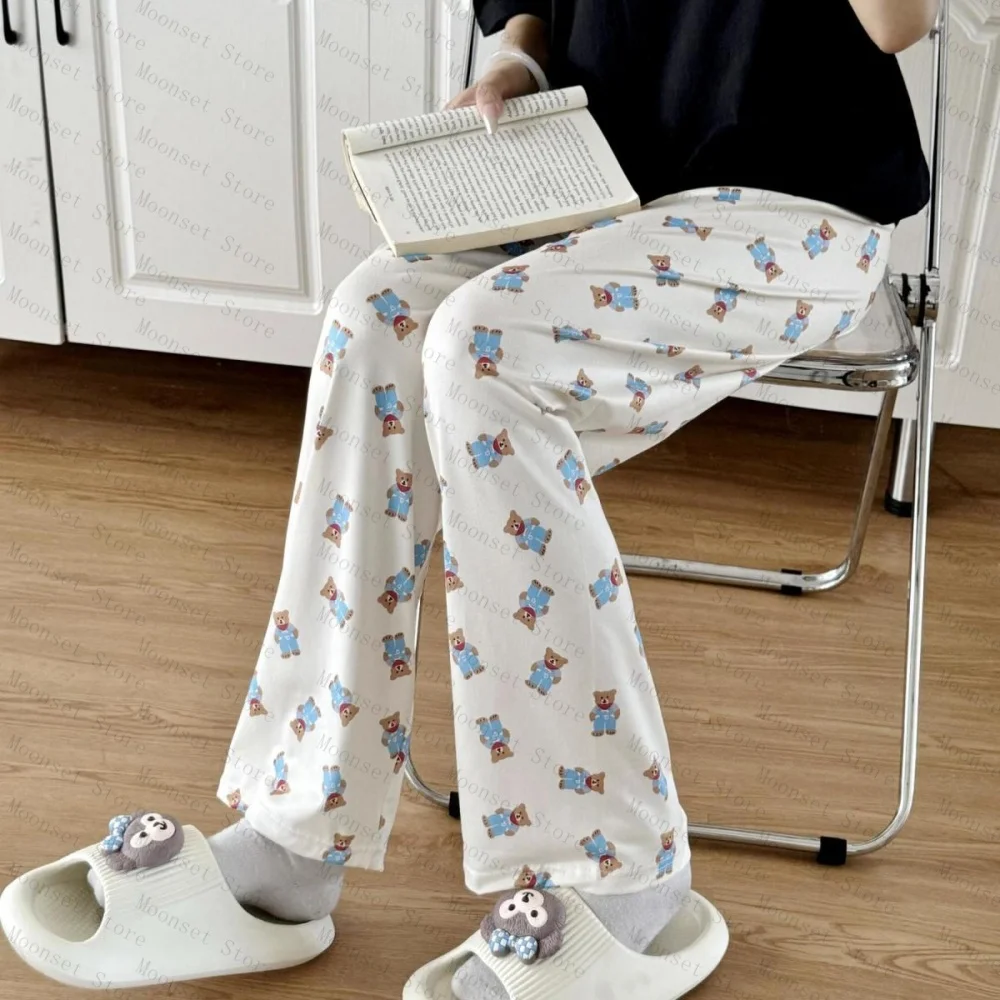 

Blue-clad bear pajama pants loose for women's home wear can be worn over long pants in spring autumn winter for casual home wear