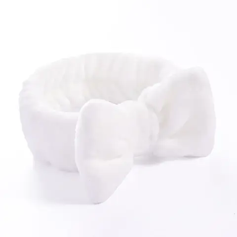 Kvinnors enfärgade rosetthuvudband korallfleece smink spa tvätt ansikte turban huvudband flickor hårhandduk tillbehör huvudband hårband 10 best sales sminkband - №3