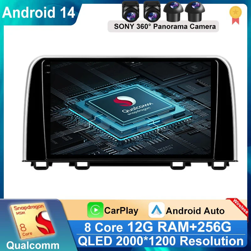 

Android 14 9 inch for Honda CRV CR-V 5 RT RW 2017 2018 2019 GPS Navigation Car Radio Video Multimedia Player BT WiFi Carplay 4G