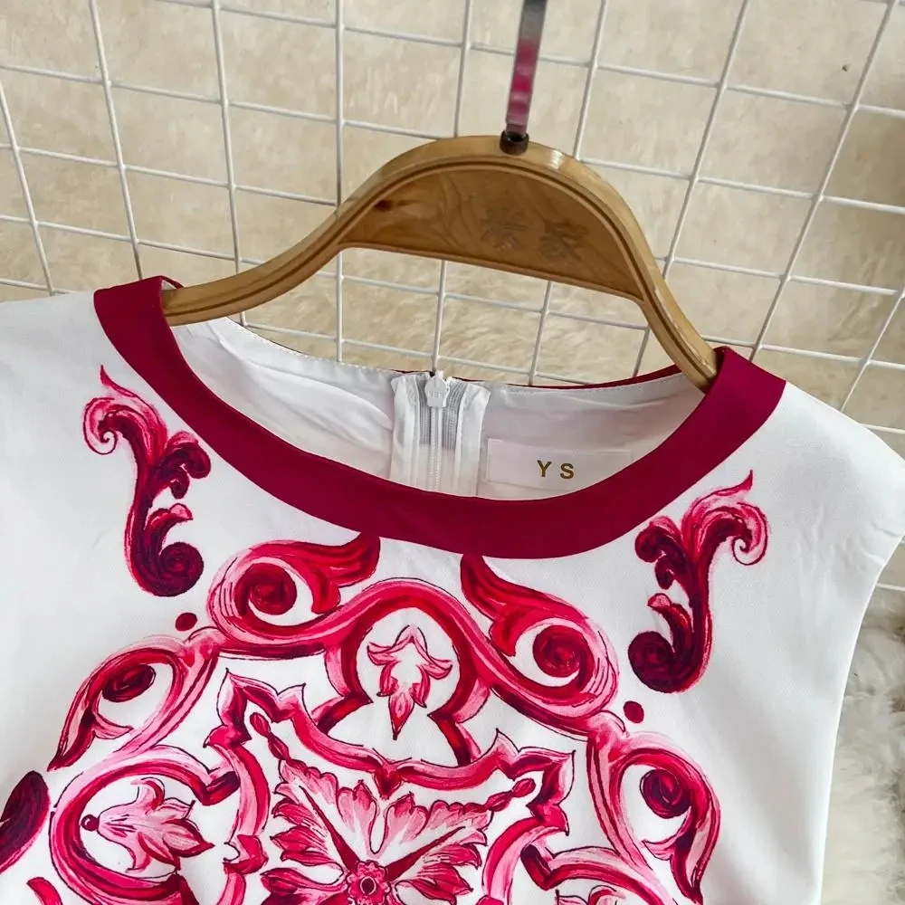 Mini robe de créateur de mode pour femmes, impression sur porcelaine bleue et blanche, robe trapèze précieuse, robe de soirée éducative, haute qualité, été