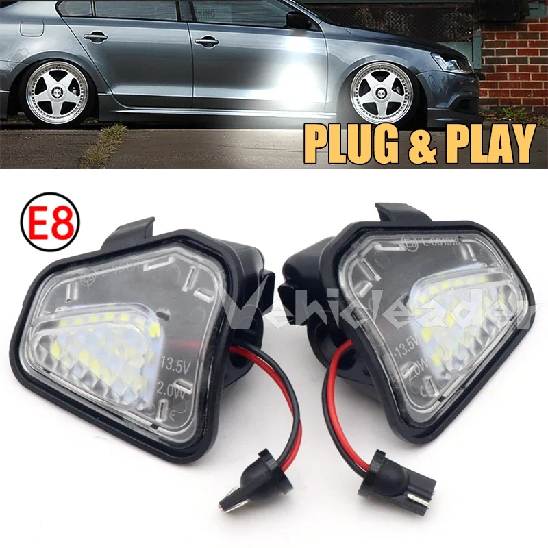 2x  Led Puddle Lights Under Side Mirror Lamps For VW Volkswagen Jetta 10-15/EOS 09-11/Passat B7 2010~/CC 09-12/Scirocco 09-14