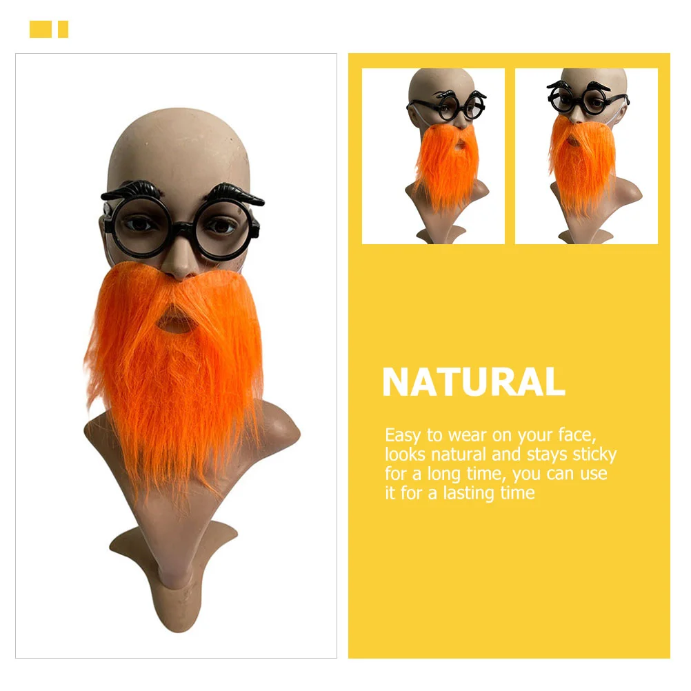 2Pcs Party Decoration Furry Beard Mustache Costume Flannel Reusable Adult Kids Male Female Halloween Carnival Stage