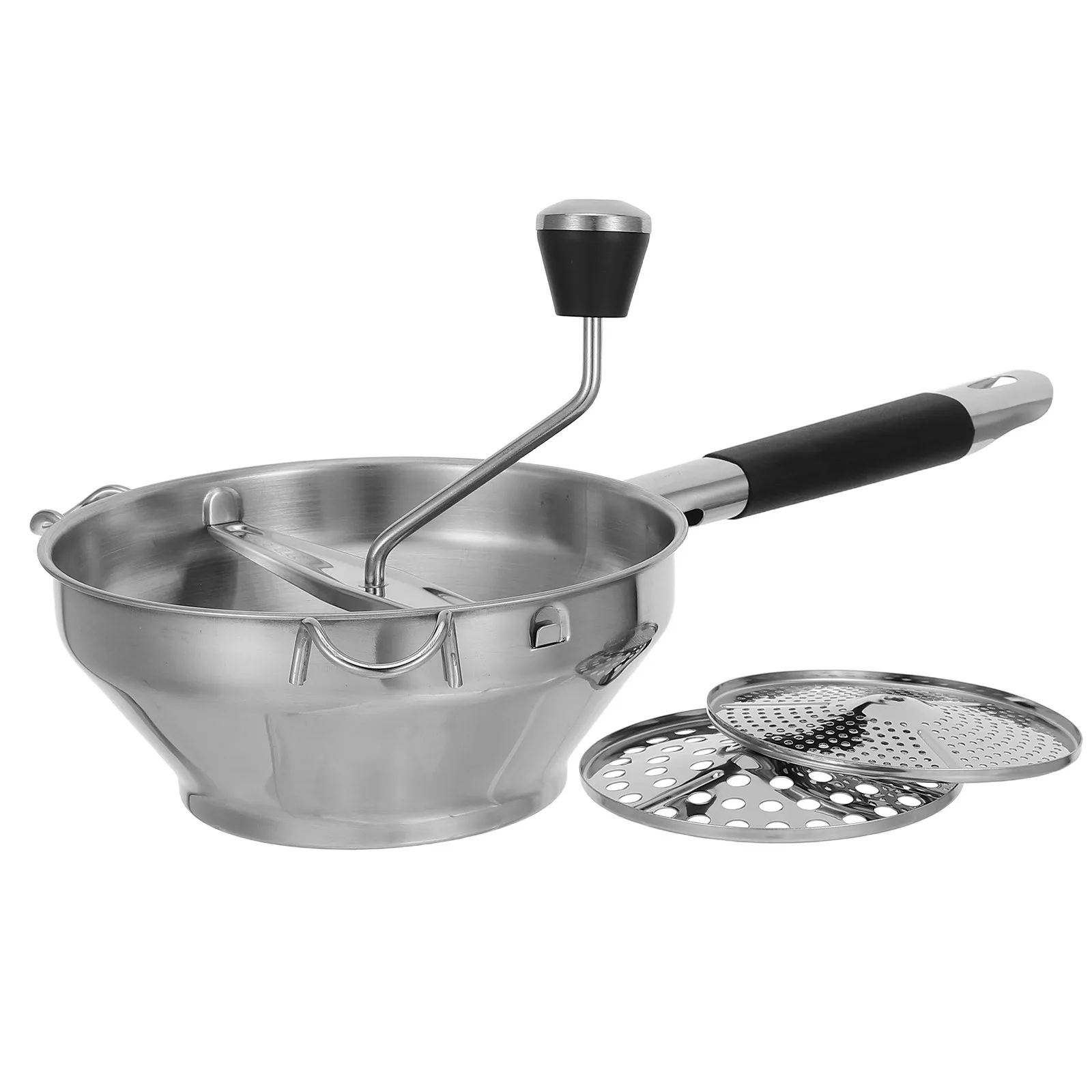 1Set Manual Food Mill Stainless Steel Rotating Grinder with Interchangeable Discs for Vegetable Fruit Puree Mashing Sauce Jam