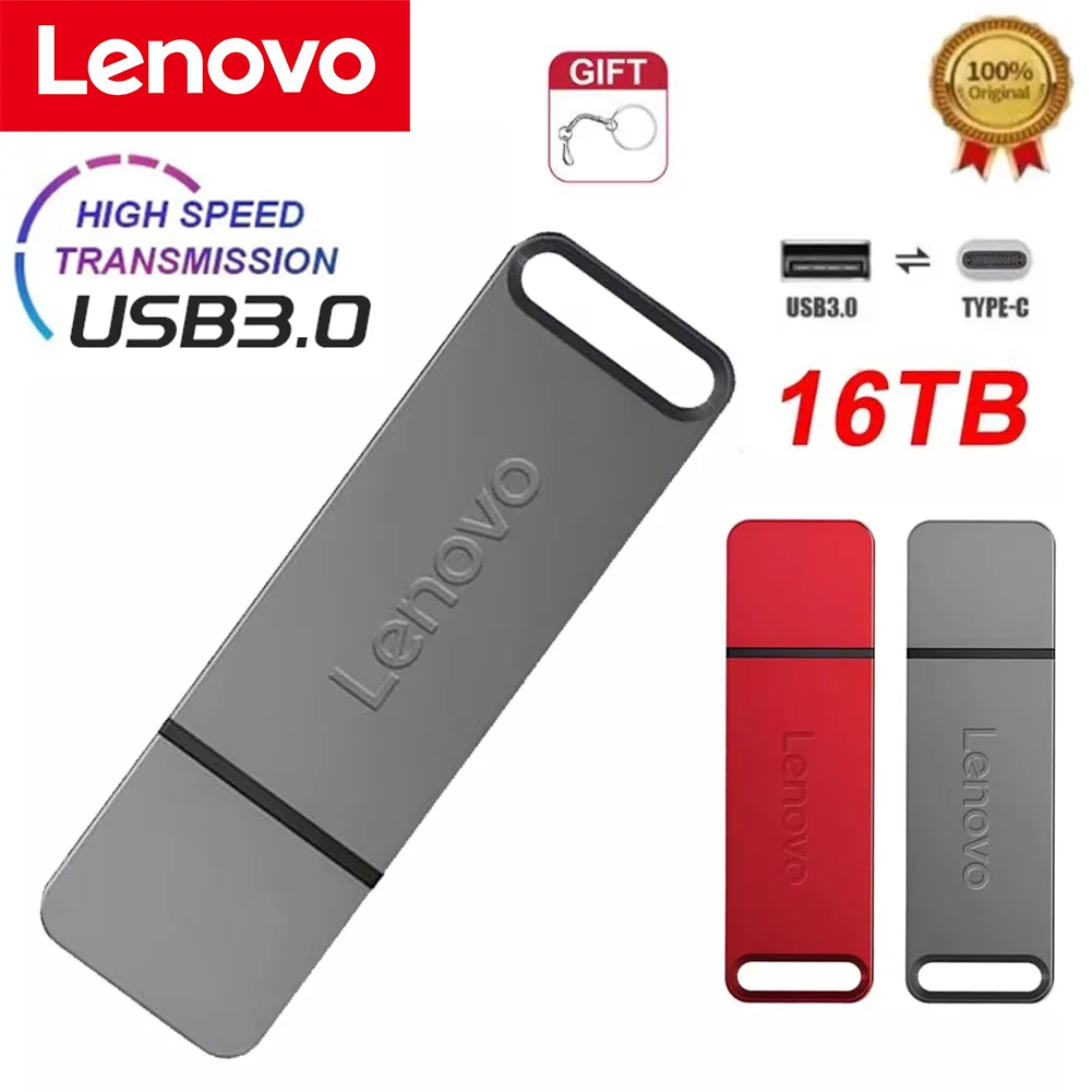 Lenovo Pendrive 16 to clé USB USB 3.0 transfert de fichiers haute vitesse 64 to 4 to clé Ultra-grande capacité étanche Mechani