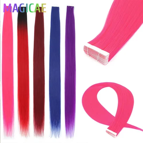 26 pulgadas 20 piezas cinta rosa elegante en extensiones de cabello liso Rubio ombré SP12/16/613 pelo sintético de alta temperatura 50 gramos/lote