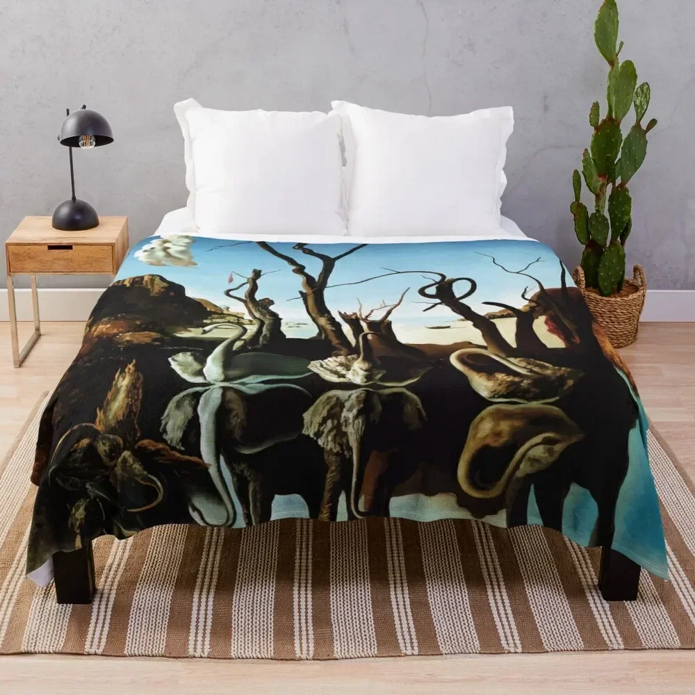 

Salvador Dali | Swans Reflecting Elephants Throw Blanket Luxury St for sofa Soft Beds Thins Blankets