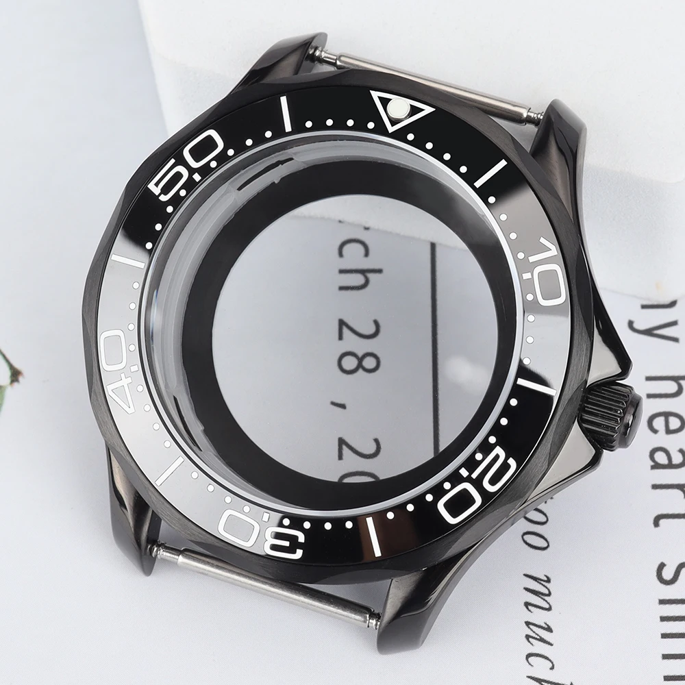 NH35 Case 41mm Transparent Back Steel Watch Case Sapphire Glass Waterproof For Seamaster 300 Seiko NH34 NH35 NH36 Movt 31mm Dial