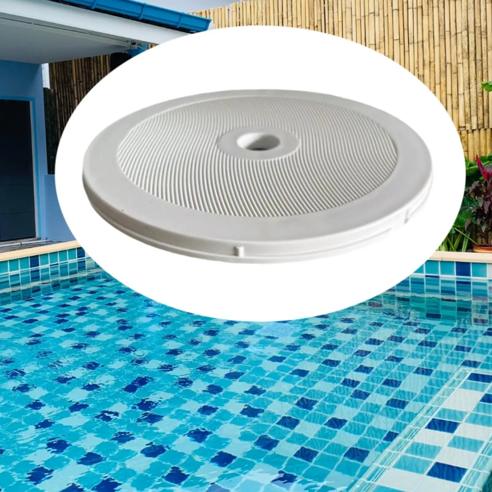 Round Skimmer Cover Deck Lid White Plastic Easy Install Support for 8927 8939 8940 Pools
