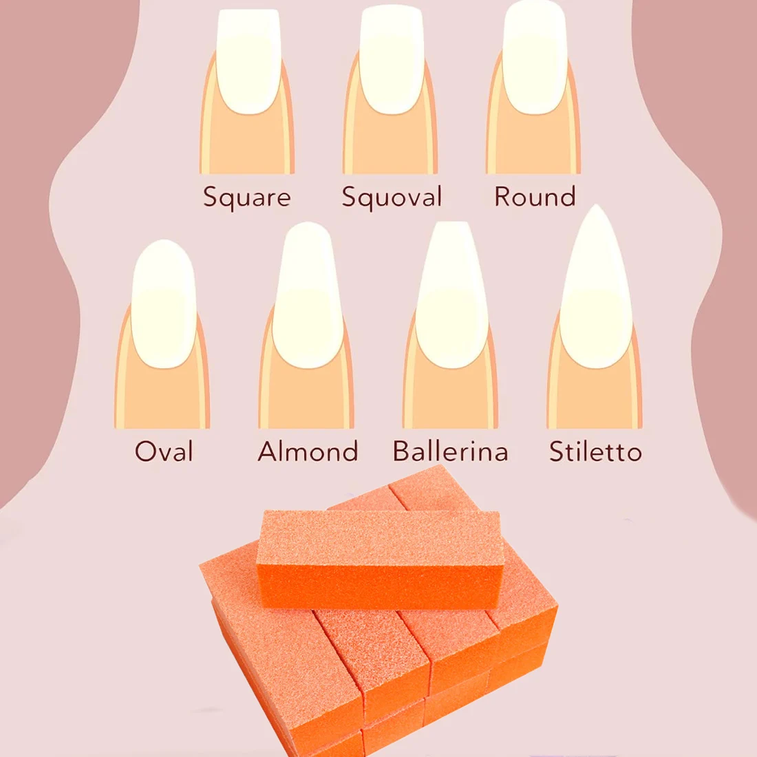 Salvamry Wholesale 3 Way Nail Buffer Sanding Blocks, 80/80/100 Grit for Acrylic Nails-500Pcs