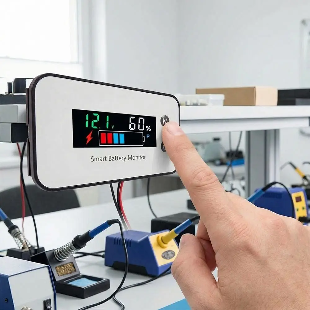 

Водонепроницаемый тестер емкости аккумулятора IPX7 с ЖК-дисплеем, звуковой сигнализацией, измерителем напряжения 7-100В и цветным дисплеем