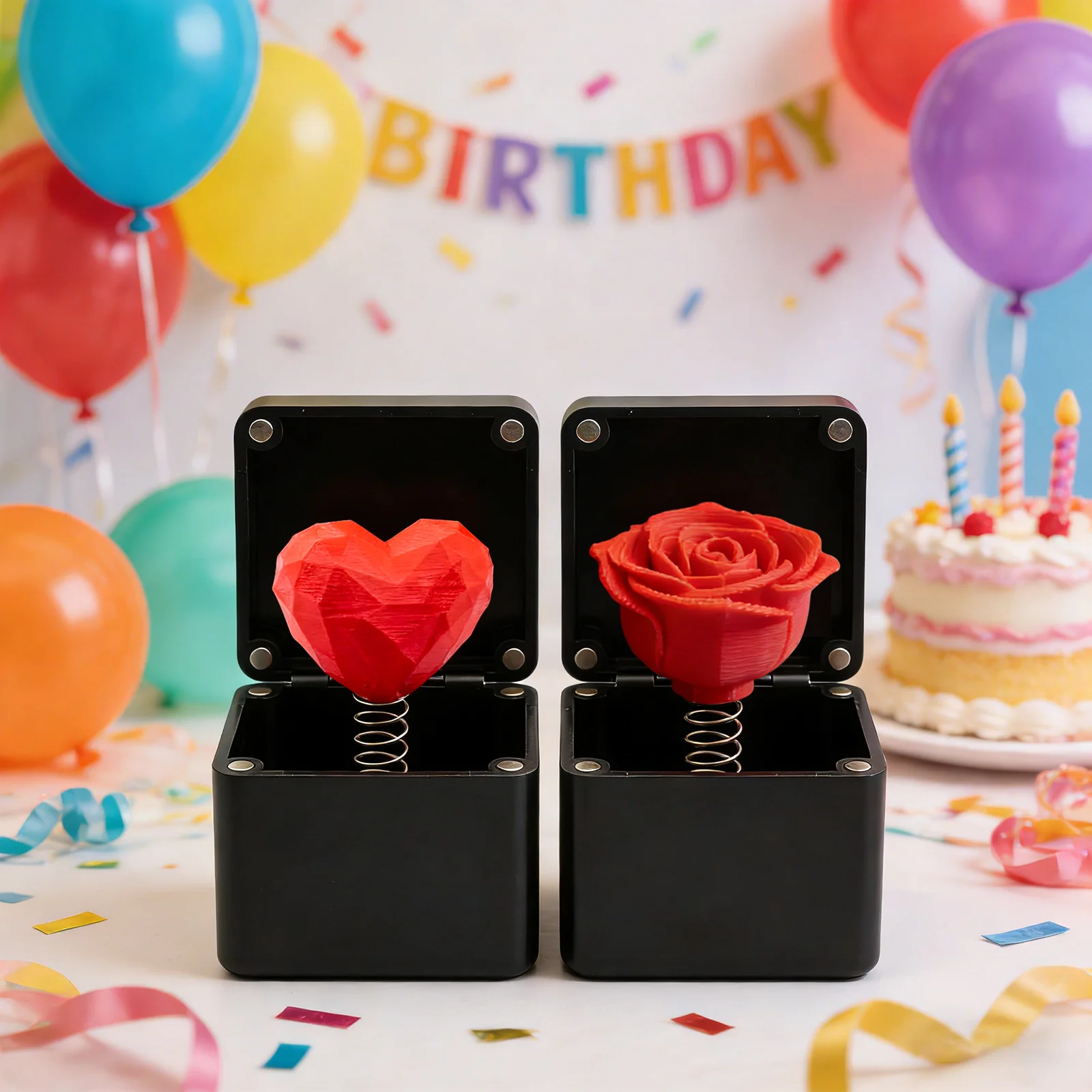 

2PC 3D printed Red Roses and red heart surprise gift boxes Give Others a Different Surprise Valentine'S Day Gift Decoration Toys