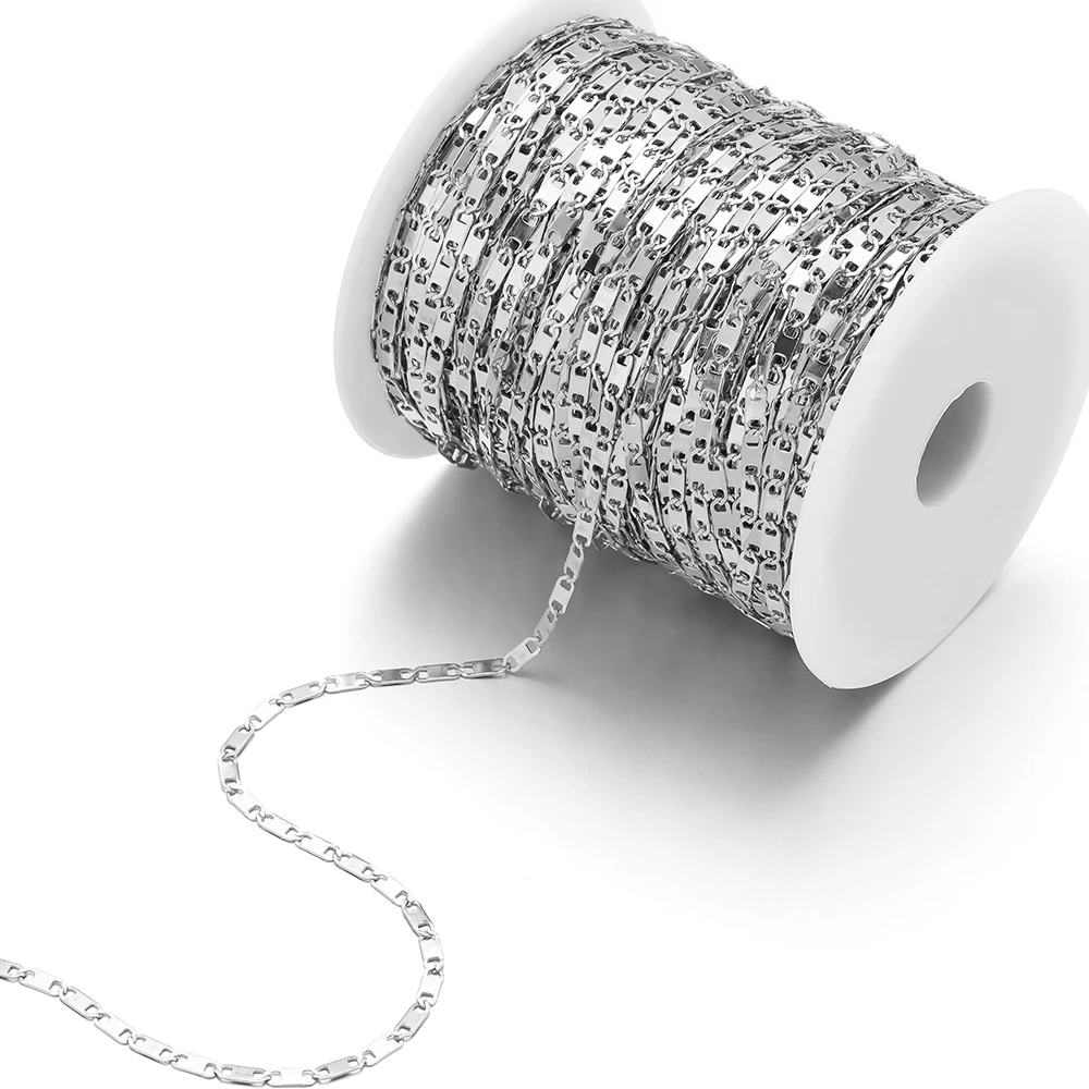 2 Meters Stainless Steel Flat Link Chains Gold Wholesale Bulk Chain for DIY Necklace Findings Bracelet Anklet Jewelry Making - Image 4
