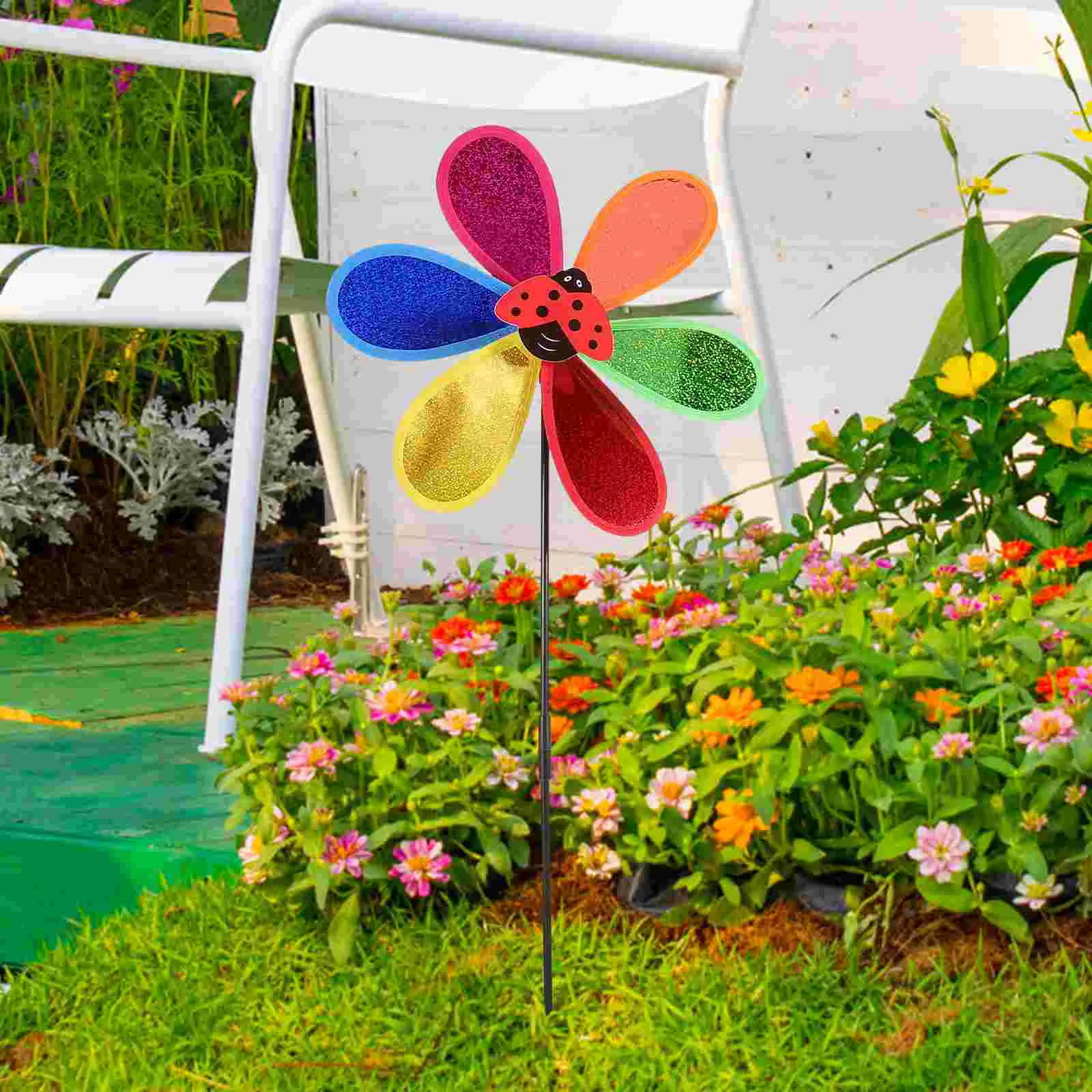 4 Pcs Decorative Pinwheel Garden Decoration Sequins Whirl Windmill Adornment for Scene Child