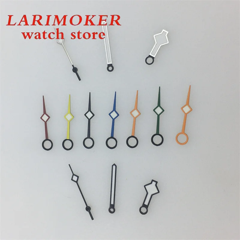 New Watch Hands Black Silver Orange For NH34 GMT Movement Watches Pointers Green Luminous 4 PCS