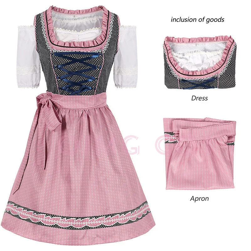 

Halloween maid uniform Bavarian performance costume plus German Munich Beer Festival size stage performance costume