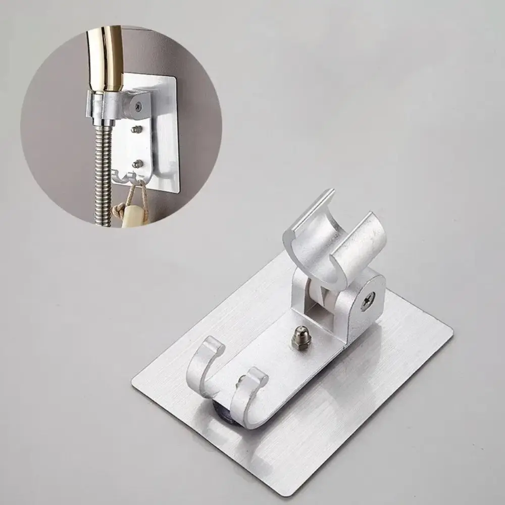 Strong Adhesive Backing Punch-Free Shower Head Bracket Adjustable Angle Design Smooth Edges Adjustable Wall Mounted Holder
