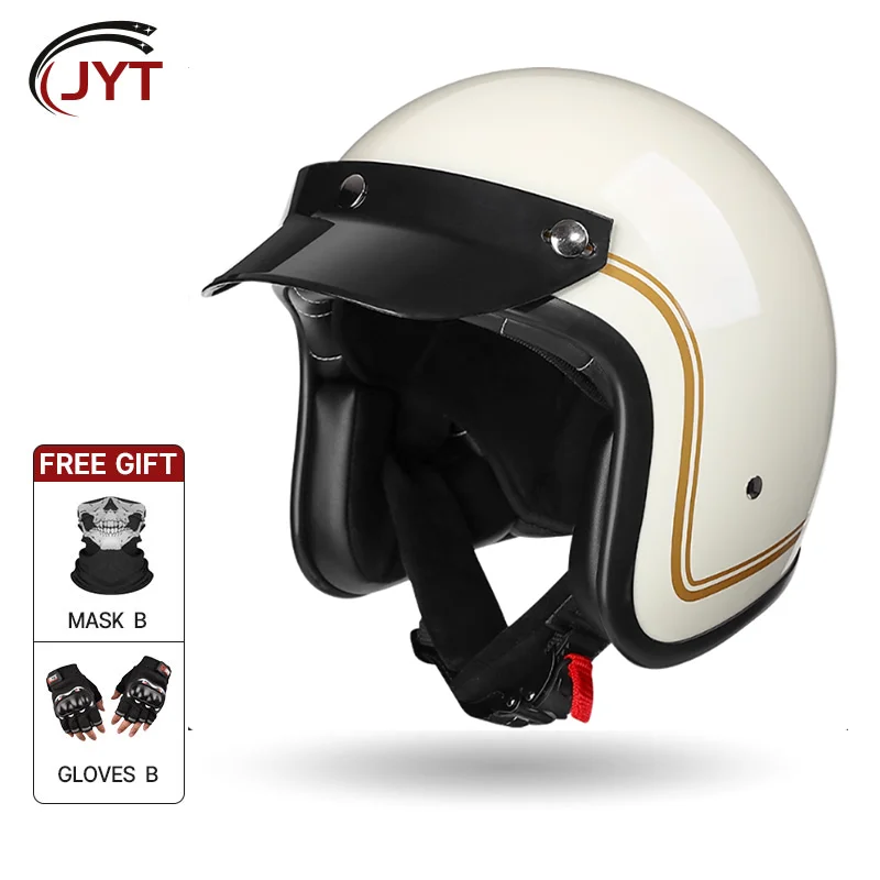 

Премиальный ретро контрактный мотоциклетный шлем из белого золота с тремя четверками на половину лица для городских поездок на большие расстояния