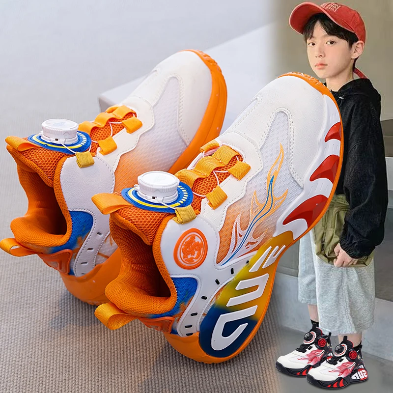 

Детская спортивная обувь, модные повседневные кроссовки с вращающимися кнопками, износостойкие, с мягкой подошвой, осенние кроссовки для бега, повседневные противоскользящие кроссовки для тренировок