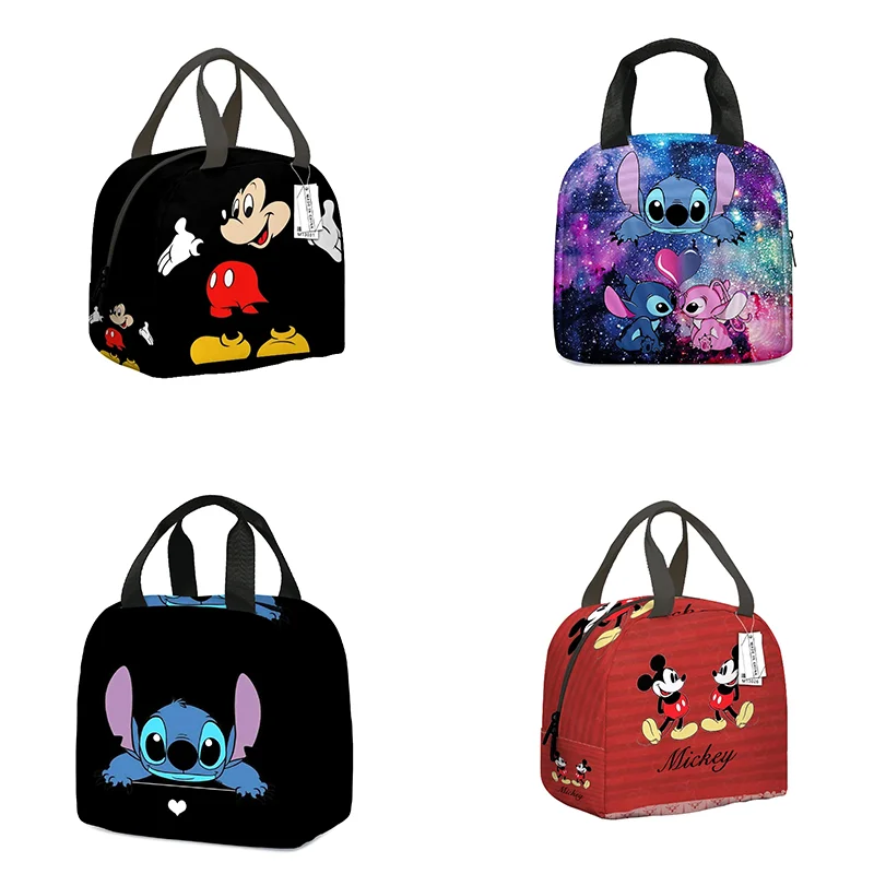 

Kawaii Mickey Lunch Bag for Students At School Insulated Bag Disney Stitch Oxford Fabric Cute Lunch Bags for Adults Gifts