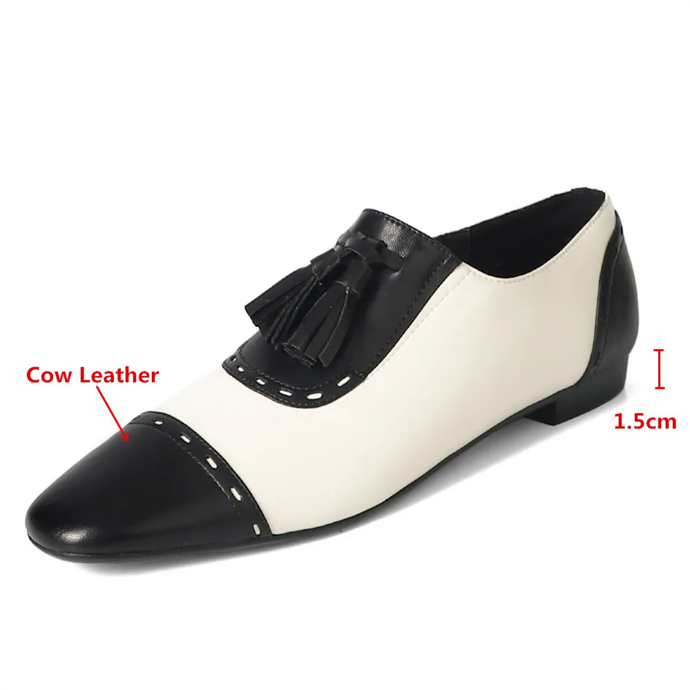 MILI-MIYA New Arrival Women Full Genuine Leather Mixed Color Flats Round Toe Slip On Plus Size 34-40 Casual Street Shoes