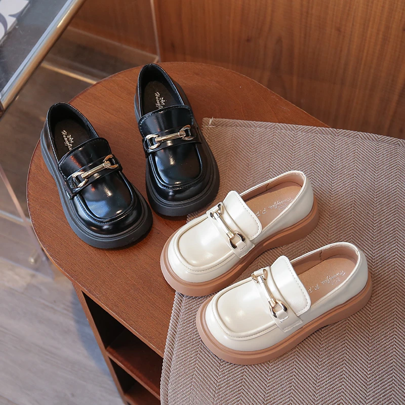 Children Flats Lolita Mary Jane Shoes for Girls Boys Platform Kids Loafers Vintage Soft Slip on Chain Oxford Kids Leather Shoes