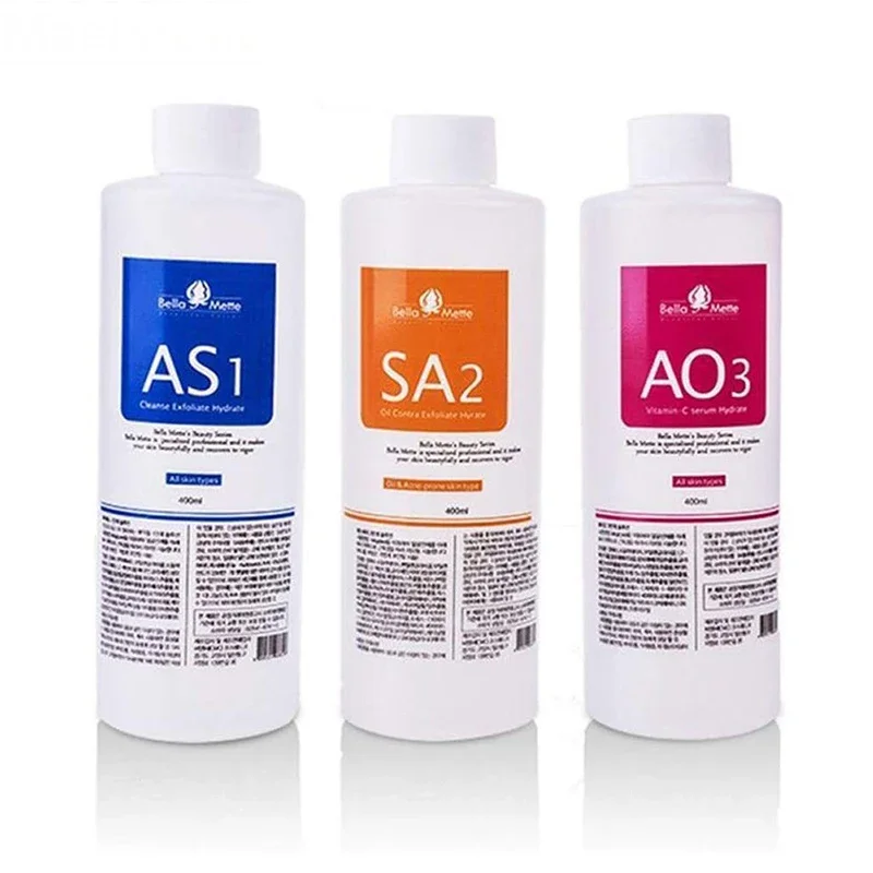 3 szt. AS1 SA2 AO3 Aqua Peeling Solution 400ml Hydra Dermabrasion Face Clean Oczyszczanie twarzy Zaskórnika Eksport Płyn Salon kosmetyczny