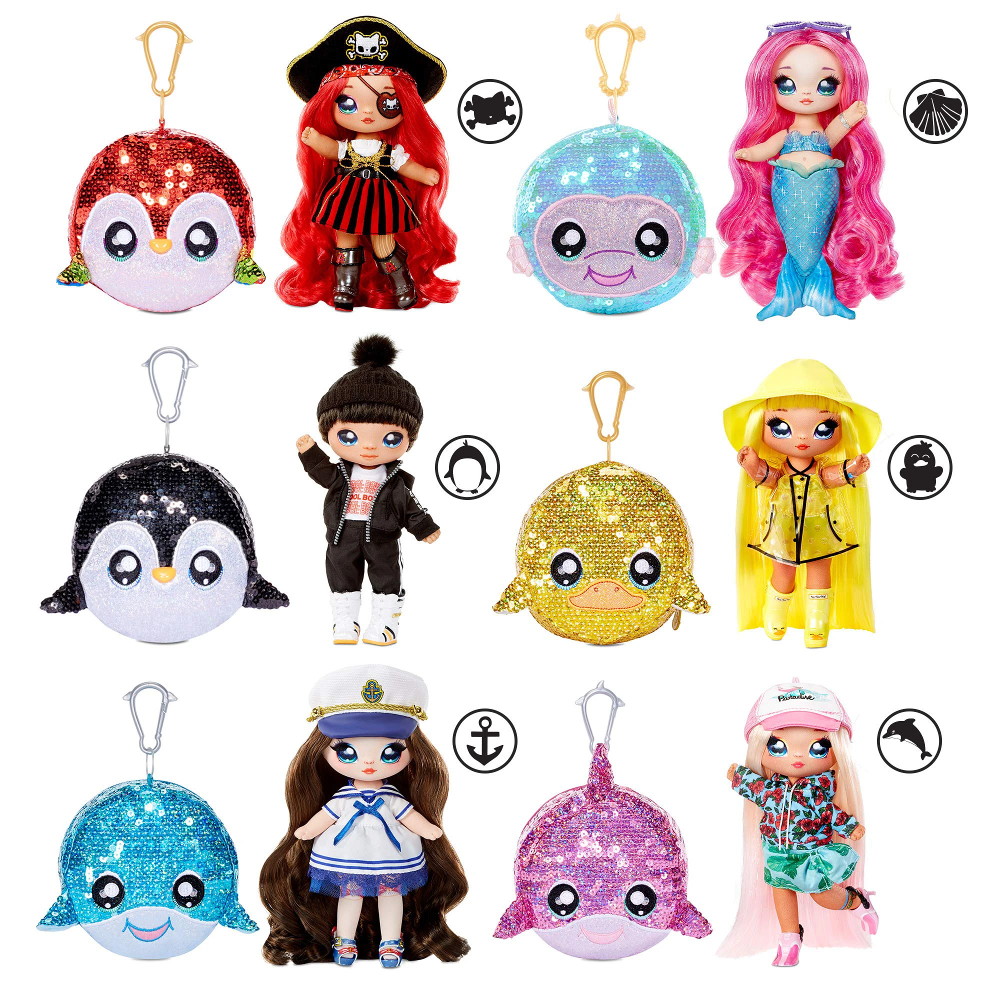 

Na! Na! Na! Surprise 2 in 1 Fashion Doll Sparkly Sequined Purse Sparkle Series Sailor Blu Marina Jewels Fashion Doll Girl Toys