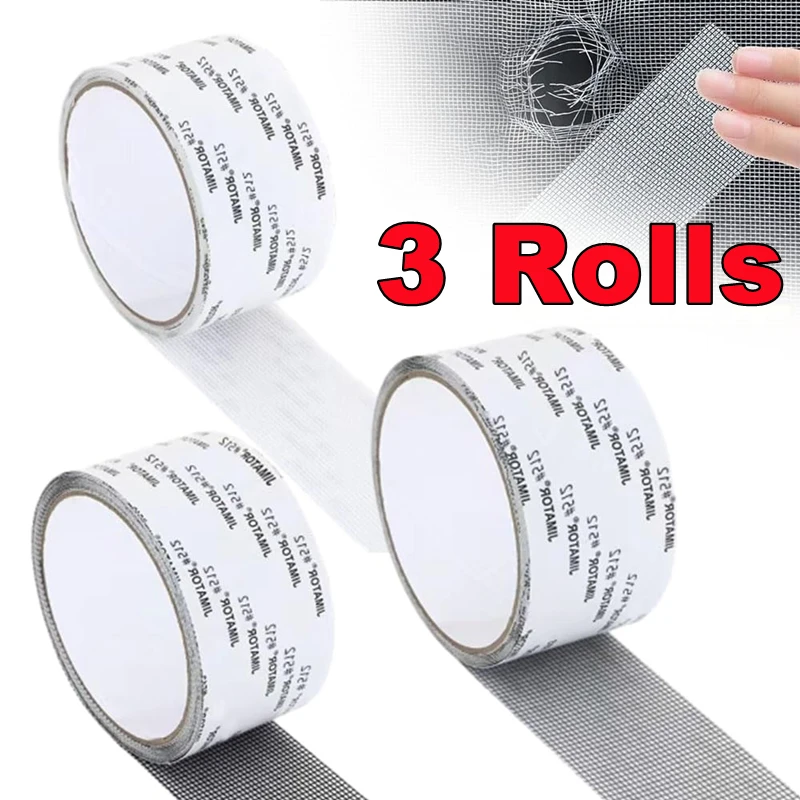 3/2/1Roll Window Screen Repair Tape Self Adhesive Mesh Tape Door Window Net Broken Hole Repairing Fix Patch Anti Insect Mosquito