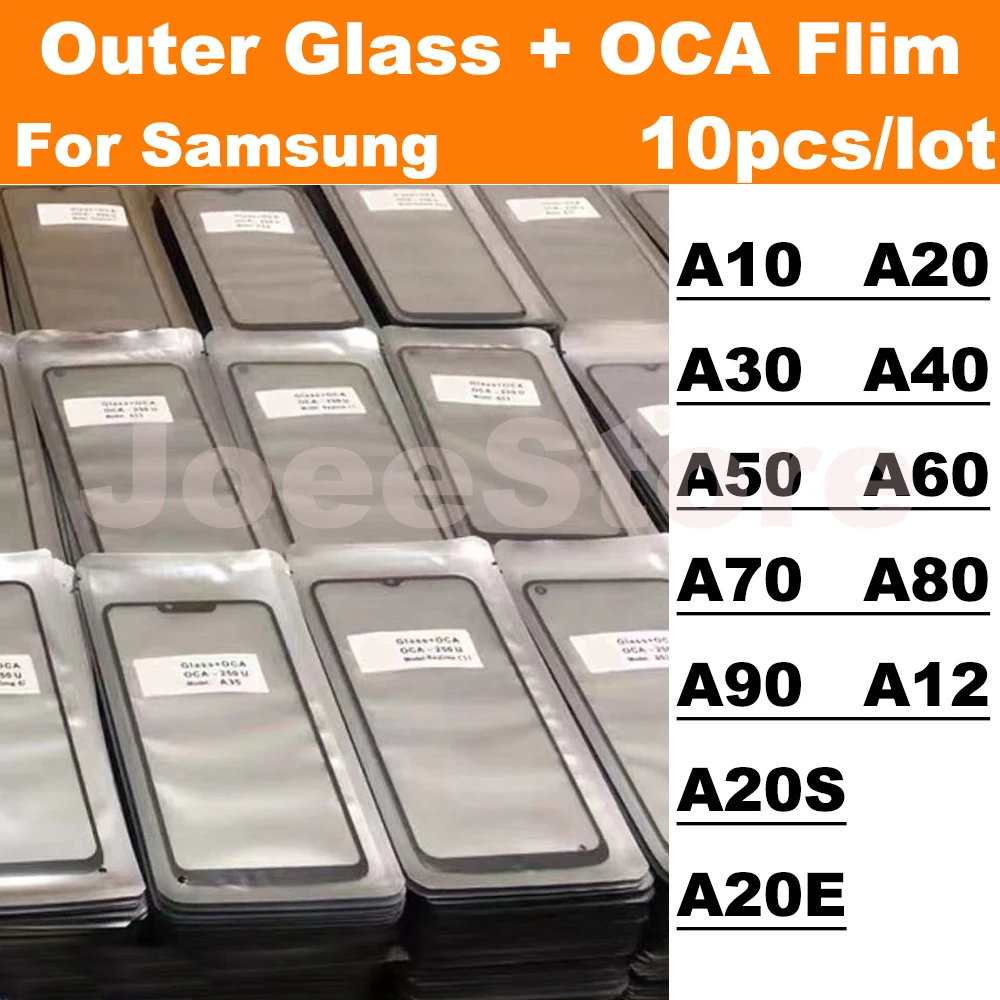 

10pcs Front Outer Glass Lens with OCA Glue For Samsung Galaxy A10 A20 A30 A40 A50 A60 A70 A80 A90 A12 A20S Screen Touch Panel