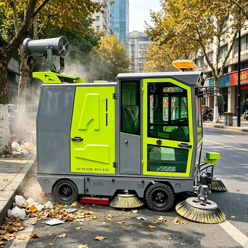 Cheap Four Wheel Steering Road Floor Sweeper Riding Cleaning Machine Walk Behind Battery Operated Road Sweeper