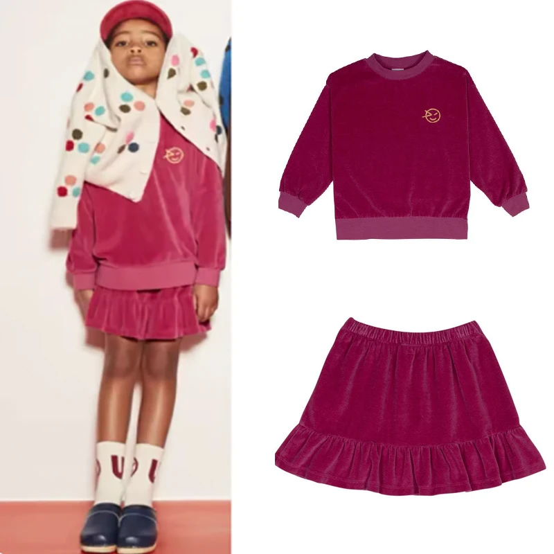 

Kids Cotton Sweatshirt 24 AW Wyn New Autumn Children Magenta Velour Jumper Boy Girl Loose Warm Top Sweaters Outwear